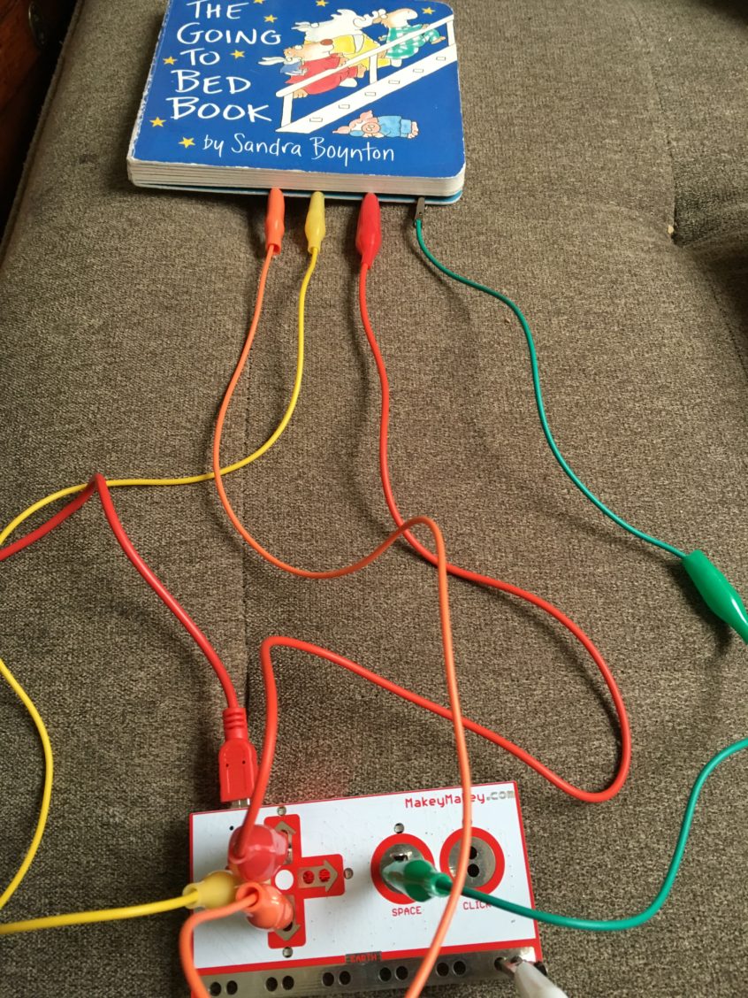Makey Makey connected to Book